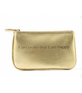 Leather golden clutch HAPPY 