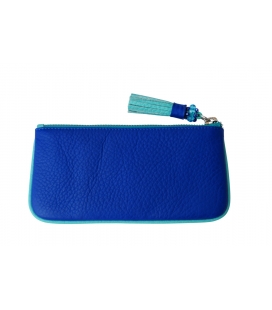 Small blue leather pouch TASSLE 