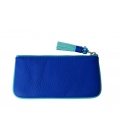 Small blue leather pouch TASSLE 