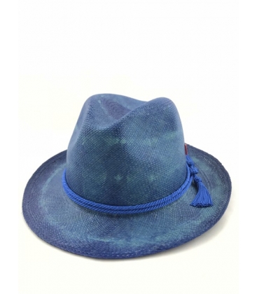 Chapeau Panama Fedora bleu 