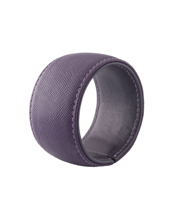 Bracelet manchette en cuir violet SYLVIE gm 