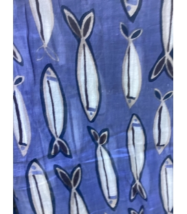 Foulard chèche coton bleu 
