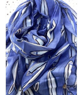 Foulard chèche coton bleu 