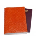 Stamped leather passport cover ORANGE 